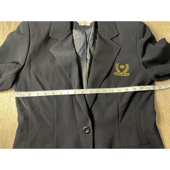 Joan Leslie Navy Gold Insignia Single Button Blazer Sz 8P - Picture 7 of 10